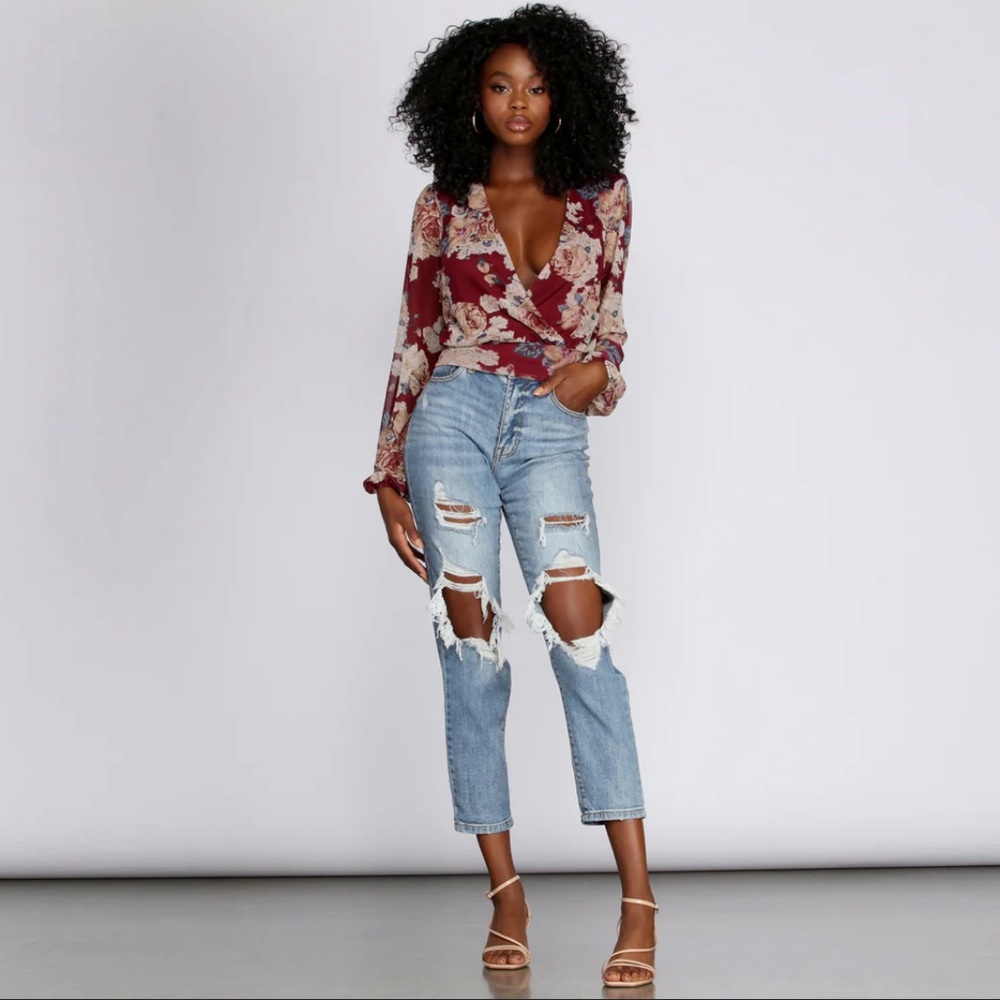 Burgundy Mesh Top